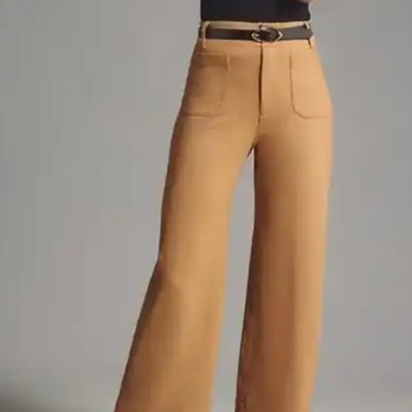 The Colette Sweater Knit Crop Wide-Leg Pants by Maeve Light Beige, SP, NWT - Picture 1 of 6